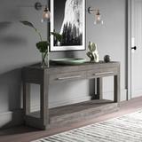 Loon Peak® Goldean 60" Solid Wood Console Table Wood in Brown/Gray, Size 29.0 H x 60.0 W x 17.0 D in | Wayfair 89F8A59F0B3D4ED88A34303097635BF0