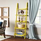Three Posts™ Gilliard 72.75" H x 25" W Ladder Bookcase Wood in Yellow/Brown, Size 72.75 H x 25.0 W x 15.75 D in | Wayfair