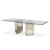 Rosdorf Park Hergen Mirrored Dining Table Glass in Gray, Size 30.0 H x 96.0 W x 44.0 D in | Wayfair 99E8D3BE03584C31968346EEF2168082