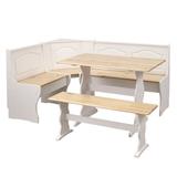 August Grove® Padstow 5 - Person Pine Solid Wood Breakfast Nook Dining Set Wood in White/Brown, Size 30.0 H in | Wayfair