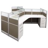 48"H Value Series Taupe Fabric 3-Person Cubicle - 131" x 114" Starter Workstation