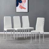 Ivy Bronx Metal Side Chair Set Of 4 Faux Leather/Upholstered in White, Size 37.8 H x 15.75 W x 20.47 D in | Wayfair