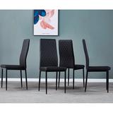 Ivy Bronx Metal Side Chair Set Of 4 Faux Leather/Upholstered in Black, Size 37.8 H x 15.75 W x 20.47 D in | Wayfair