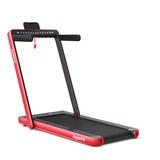 Costway 2-in-1 Electric Motorized Health and Fitness Folding Treadmill with Dual Display and Speaker-Red