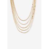 Plus Size Women's Goldtone Multi Strand Cobra Link Waterfall Necklace 30" by PalmBeach Jewelry in Gold