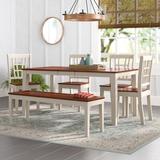 August Grove® Cleobury Butterfly Leaf Rubberwood Solid Wood Dining Set Wood in White, Size 30.0 H in | Wayfair 62E66B2D23144ED3B41D4BA085971290