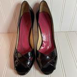 Kate Spade Shoes | Kate Spade Gwennie Peep Toe Black Leather Pump | Color: Black | Size: 9.5