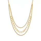 Belk & Co Triple Layers Beads And Rope Chain Drop Necklace In 10K Yellow Gold, 18 In