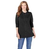 Plus Size Women's Pleat-Back Swing Sweatshirt by Woman Within in Black (Size 2X)