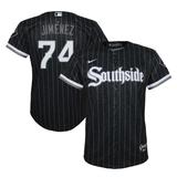 "Youth Nike Eloy Jimenez Black Chicago White Sox 2021 City Connect Replica Player Jersey"