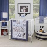 Disney Mickey Mouse 3 Piece Crib Bedding Set Polyester in Black/Blue/Gray, Size 30.0 W in | Wayfair 7765740P