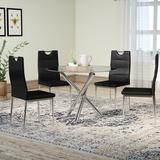 Orren Ellis Hermitage 4 - Person Dining Set Wood/Glass/Metal/Upholstered Chairs in Brown/Gray | Wayfair 43EDDFC664974C26808FDD2CBC640DCB