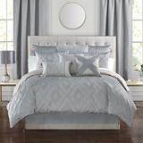 Waterford Bedding Augustus Seafoam Queen Comforter Set Polyester/Polyfill/Microfiber/Jersey Knit/T-Shirt Cotton in Gray/Green, Size King Comforter