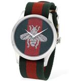 38mm Web Motif W/ Bee Detail Watch - Red - Gucci Watches