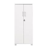 Latitude Run® Saravia 3 - Shelf Storage Cabinet Wood in White, Size 49.21 H x 21.65 W x 13.77 D in | Wayfair B8BEF29420B746BD807B040211C99294
