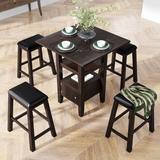 Red Barrel Studio® 5 Pieces Counter Height Dining Table Set Wood/Upholstered Chairs in Brown/Green, Size 36.0 H in | Wayfair
