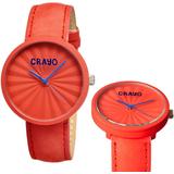 Pleats Quartz Red Dial Red Leather Unisex Watch - Red - Crayo Watches