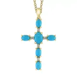 Effy® Women's 14K Yellow Gold 1/6 ct. t.w. Diamond and 2.68 ct. t.w. Turquoise Pendant Necklace, 16 in