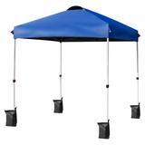 Costway 6.6 x 6.6 Feet Outdoor Pop Up Camping Canopy Tent with Roller Bag-Blue