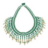 Symphony of Color in Green,'Green Beaded Waterfall Necklace'