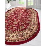 Red Area Rug - Andover Mills™ Mersey Oriental Burgundy Area Rug Polypropylene in Red, Size 31.0 W x 0.33 D in | Wayfair