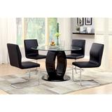 Wade Logan® Mcswain 4 - Person Dining Set Wood/Glass/Metal/Upholstered Chairs in Black | Wayfair 2F46107262564E11B63E75E88470ECE0
