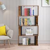 17 Stories Audrone Geometric Bookcase Wood/Metal in Gray, Size 57.0 H x 30.0 W x 12.0 D in | Wayfair 792251B5D1334F2FBEAA789C71B061B3