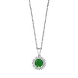Effy® 3/4 Ct. T.w. Natural Emerald And 1/10 Ct. T.w. Diamond Pendant Necklace In Sterling Silver, 16 In