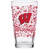 Wisconsin Badgers 16oz. Floral Pint Glass