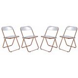 Leisuremod Lawrence Acrylic Stackable Folding Chair Set of 4 Plastic/Resin in Orange, Size 30.0 H x 19.0 W x 18.5 D in | Wayfair LFCL19OR4