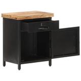 17 Stories Bedside Cabinet 15.7" x 11.8" x 20.5" Rough Mango Wood Wood/Metal in Black/Brown/Gray, Size 20.47 H x 11.81 W x 15.75 D in | Wayfair