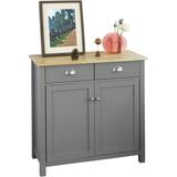 Winston Porter Kitchen Dining Room Living Room Storage Cabinet Cupboard Sideboard, Grey Wood in Brown/White, Size 31.89 H x 31.5 W x 14.17 D in