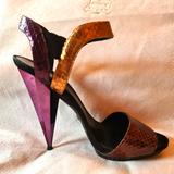 Gucci Shoes | Gucci. Amazing Snake Skin Heeled Sandals. | Color: Gold/Purple | Size: 41eu