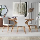 George Oliver Babala 4 - Person Solid Wood Dining Set Wood/Upholstered Chairs in Brown | Wayfair 5E33CFC660CC48DB8805C27978172A48