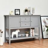 Red Barrel Studio® Buffet Cabinet Sideboard Wooden Console Table w/ 2 Storage Drawers & 2 Cabinets Wood in Gray, Size 34.0 H x 46.0 W x 15.0 D in