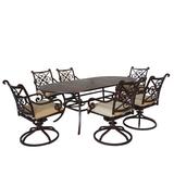 Bloomsbury Market Waconia Oval 7 - Person 84" Long Dining Set w/ Cushions Metal in Black/Pink, Size 30.0 H x 84.0 W x 42.0 D in | Wayfair