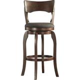 Lark Manor™ Villers Swivel Counter & Bar Stool Wood/Upholstered in Gray, Size 42.88 H x 18.13 W x 18.13 D in | Wayfair