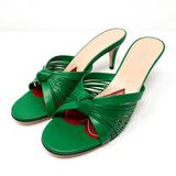 Gucci Shoes | Gucci Crawford Leather Green Slide Sandal 9 Us | Color: Green | Size: 9