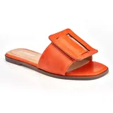 Henry Ferrera Buckle Women's Slide Sandals, Size: 7.5, Med Orange