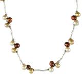 Study in Bronze,'Sterling and Cultured Pearl Link Necklace'
