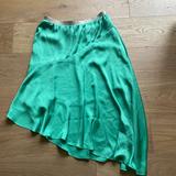 Anthropologie Skirts | Anthro Green Satin Midi Skirt | Color: Green | Size: 2