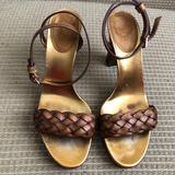 Gucci Shoes | Gucci Women's Brown Woven Braided Strap Heels | Color: Brown/Gold | Size: 7.5