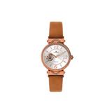 Empress Alouette Automatic Semi-Skeleton Leather-Band Watch Light Brown - Women's EMPEM3405
