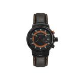 Morphic M91 Series Chronograph Leather-Band Watch w/Date Black/Orange - Men's MPH9105