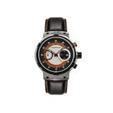 Morphic M91 Series Chronograph Leather-Band Watch w/Date Silver/Orange - Men's MPH9101