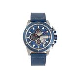 Morphic M81 Series Chronograph Leather-Band Watch w/Date Blue/Silver - Men's MPH8102