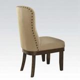 Red Barrel Studio® ACME Landon Side Chair (Set-2) In Beige Linen & Salvage Brown 60742 Wood/Upholstered/Fabric in Black/Brown | Wayfair
