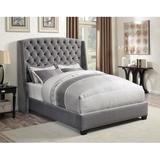 Wildon Home® Agustiniano Tufted Upholstered Low Profile Standard Bed Upholstered, Solid Wood in Gray, Size 63.0 H x 65.0 W in | Wayfair