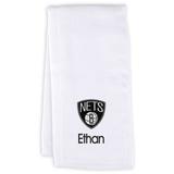 Infant White Brooklyn Nets Personalized Burp Cloth