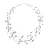 Perfect White,'Cultured Pearl and Glass Bead Station Necklace'